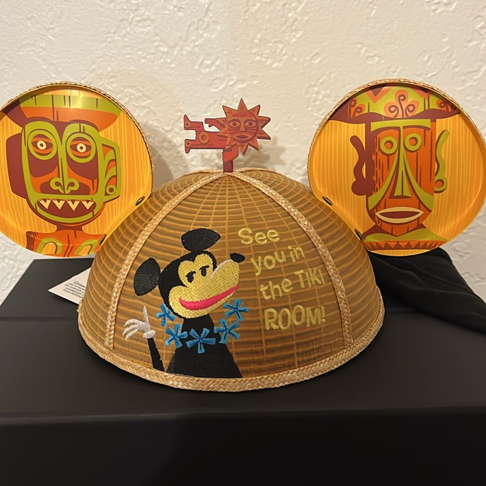 Disney Parks Designer Collection SHAG Enchanted Tiki room Mickey Ears Hat New - Picture 4 of 6